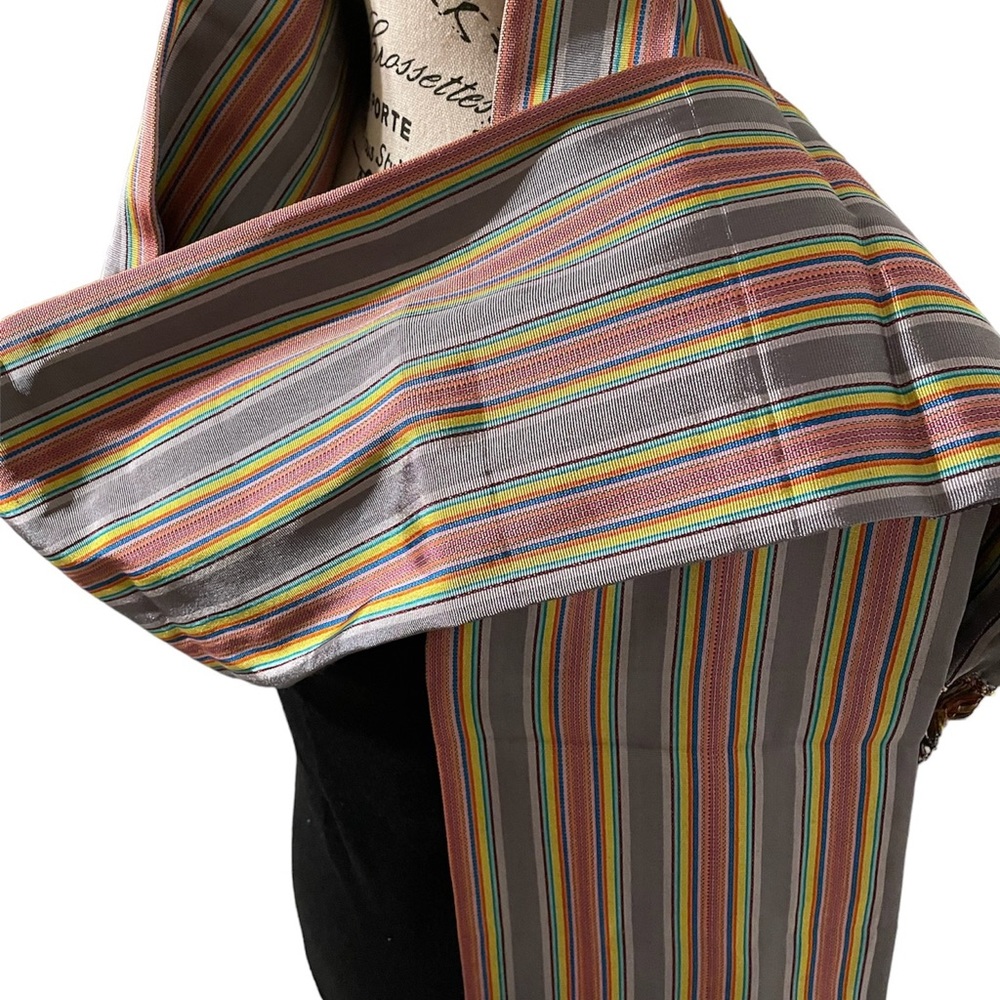 Mexican Shawl, Mexican Pashmina, Striped Shawl, Handcrafted Shawl, Rebozo - Picture 10 of 16